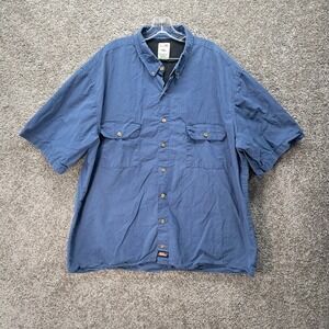 Genuine Dickies Mens 3XL Blue Short Sleeve Button Down Ventilated Work Shirt